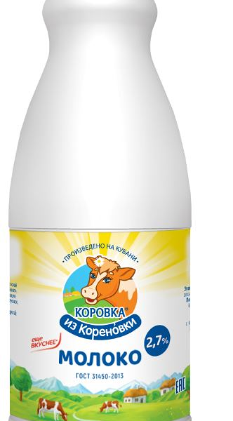 Молоко Коровка из Кореновки пастеризованное 2.7% 900 мл