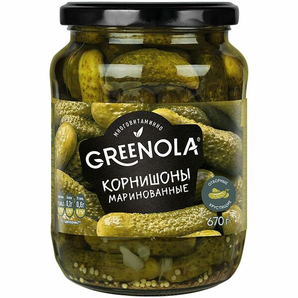 Корнишоны Greenola маринованные 670г