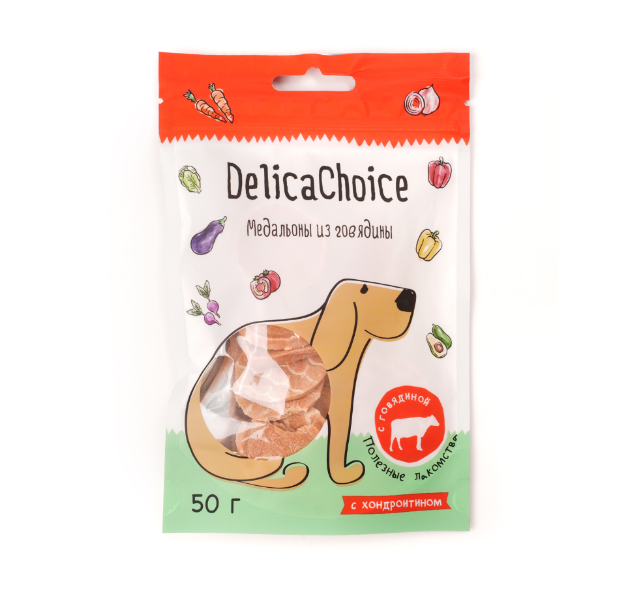 

Лакомство для собак DelicaChoice Медальоны из говядины, 50 г