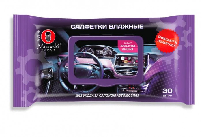 

Салфетки влажные Maneki Techno для ухода за cалоном автомобиля 30 шт., Китай