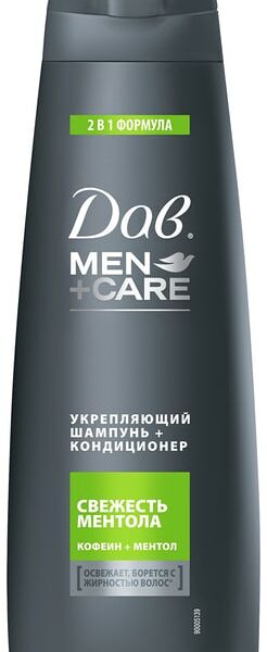 Шампунь-кондиционер для волос Dove 2в1 Свежесть ментола освежает борется с жирностью волос 380мл