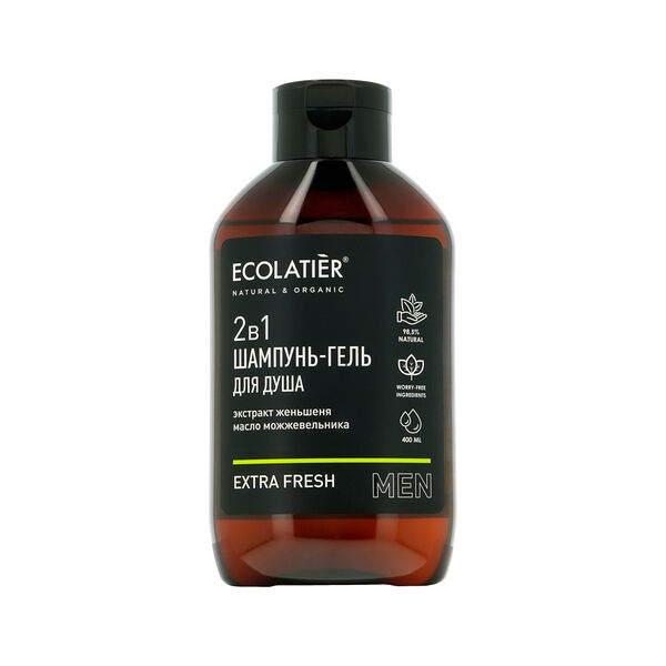 Шампунь-гель для душа Ecolatier Extra Fresh 2 в 1 мужской, 400 мл
