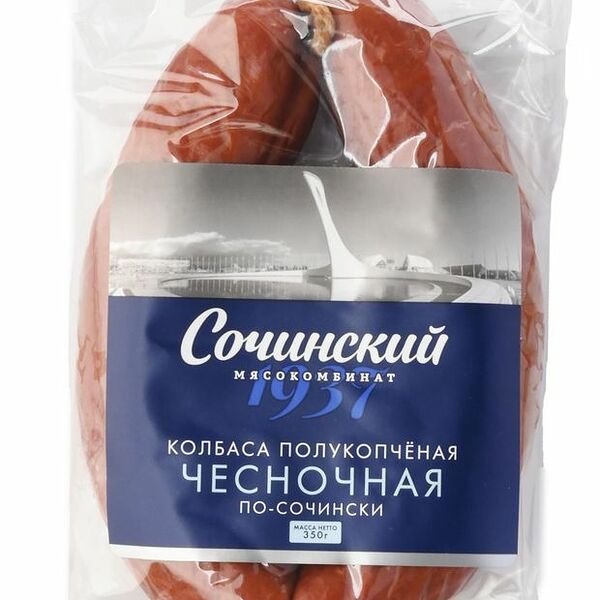 Колбаса чесночная по-сочински Сочинский МК полукопченая 350 г