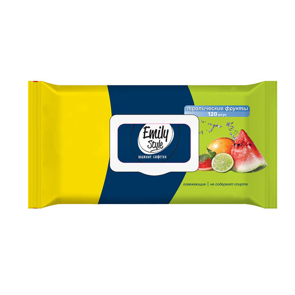 Влажные салфетки Emily Style Tropic с клапаном 120 шт.