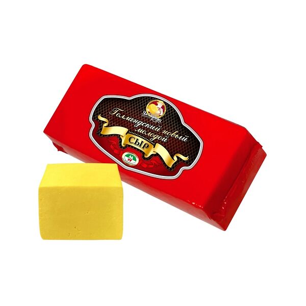 Сыр п/тв Голландский новый молодой 45% вес брус Верхнедвинский маслоСырзавод