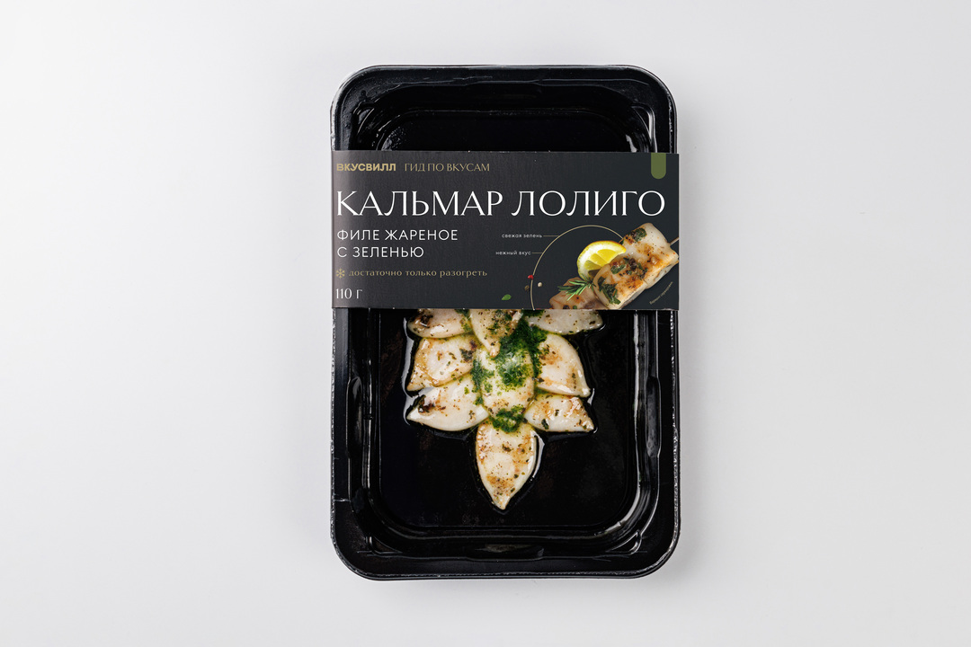 

Кальмар ВкусВилл лолиго филе жареное с зеленью замороженный 110 г