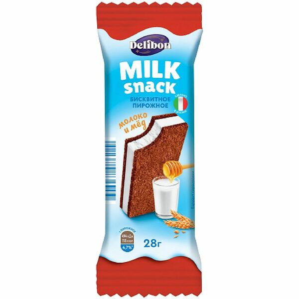 Пирожное DELIBON бисквитное с молочно-медовом кремом 28г