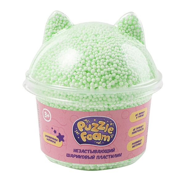 Шариковый пластилин Puzzle Foam с фигурной крышкой котик 3+
