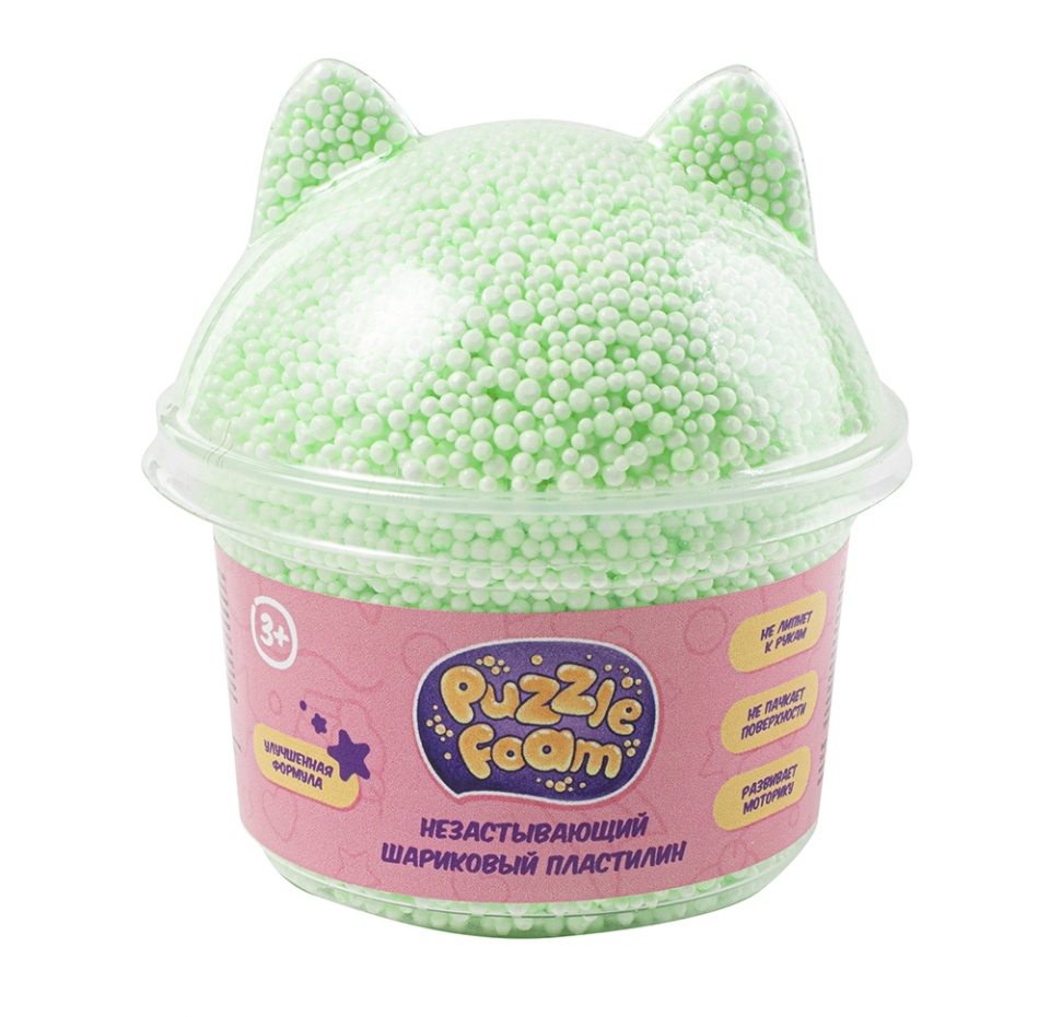 

Шариковый пластилин Puzzle Foam с фигурной крышкой котик 3+