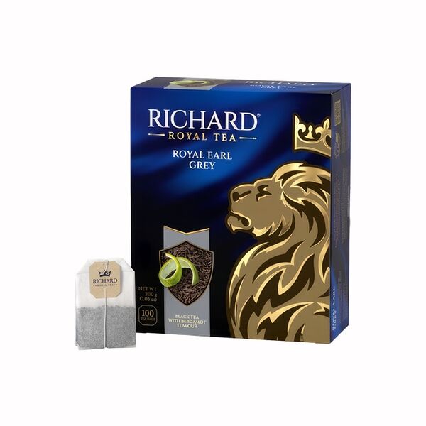 Чай черный Richard Royal Classics Earl Grey с ароматом бергамота в пакетиках 100 шт, 200 г