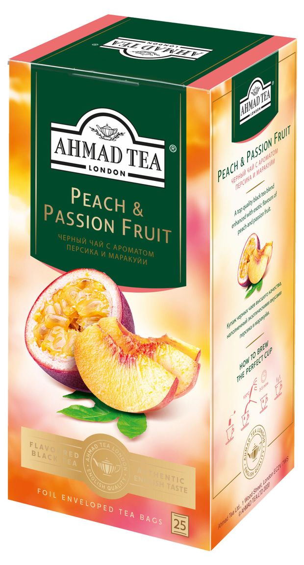 

Чай черный Ahmad Tea Персик маракуйя 25 пакетиков x 1.5 г