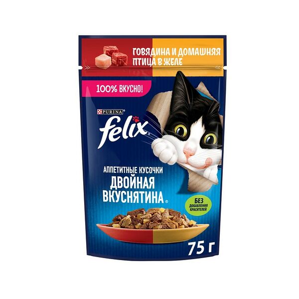 Феликс Двойной Вкус 75г Конс говядина/птица