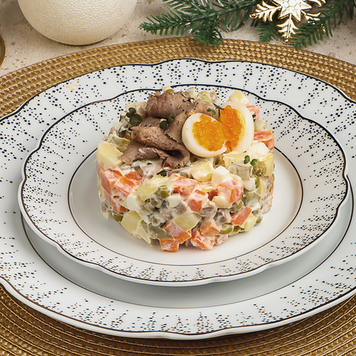 

Салат оливье Лента Fresh с говяжьим языком, вес