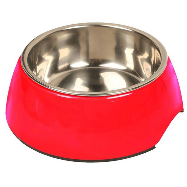 Миска для животных MAJOR металл на меламиновой подставке, красная