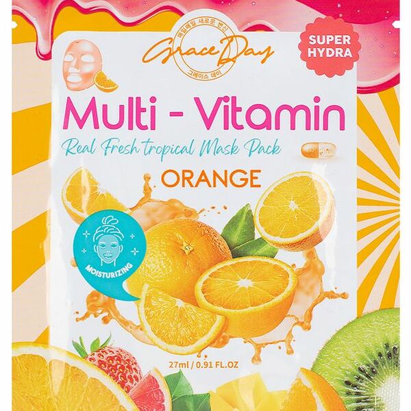 Маска тканевая Grace Day Multi-Vitamin Real Fresh Tropical Mask Pack Orange с экстрактом апельсина 27 мл