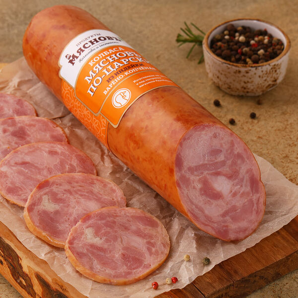 Колбаса МясновЪ По-Царски из индейки варёно-копчёная (без свинины) весовая