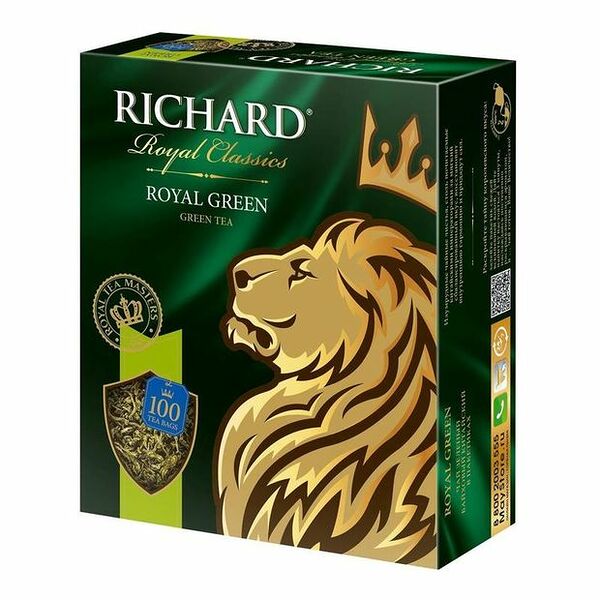 Чай зеленый Richard Royal Green 100 пакетиков, 200 г