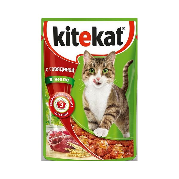 Китекат Корм   85г Говядина в желе пауч х28