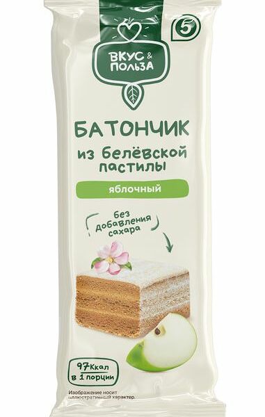 Батончик Вкус&Польза из белевской яблочной пастилы без добавления сахара 35 г