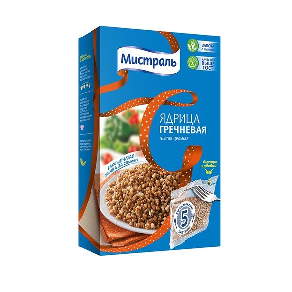 Гречка Мистраль цельная ядрица 5 пакетиков 400 г