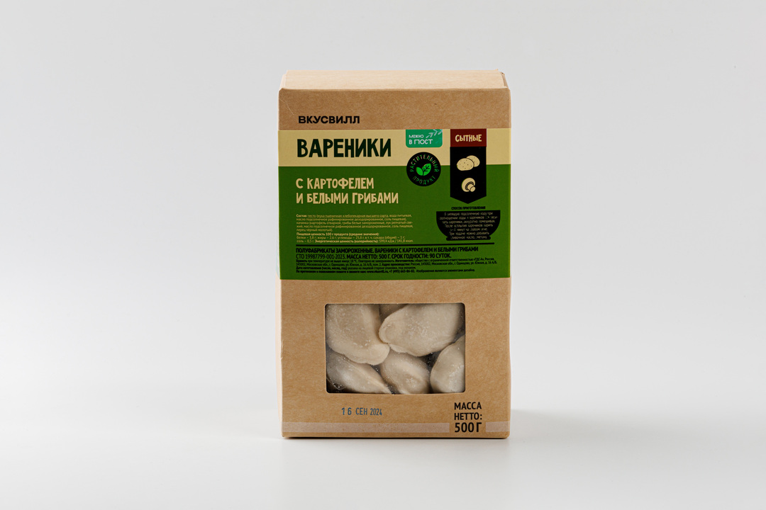 

Вареники Вкусвилл с картофелем и белыми грибами 500 г
