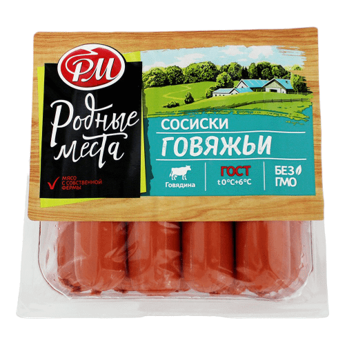

Сосиски Родные места Говяжьи 500 г