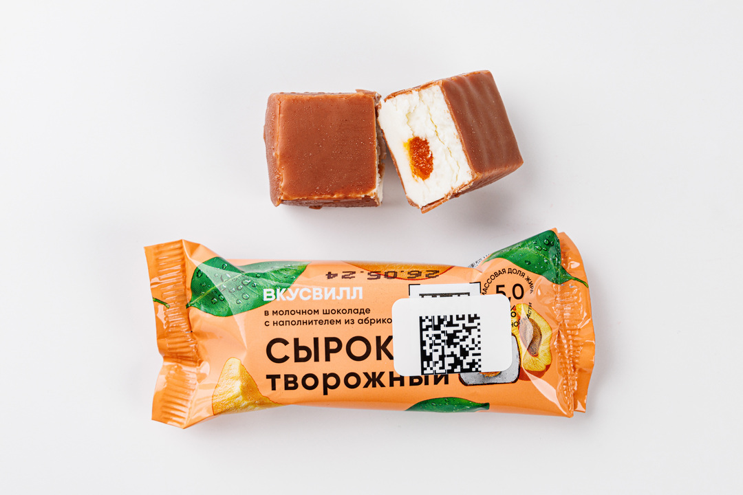 

Сырок творожный ВкусВилл Абрикос в молочном шоколаде 5%, 40 г
