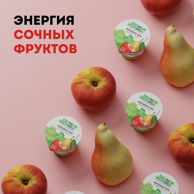 

Биойогурт ЭкоНива с яблоком и грушей 2.8% 125 г