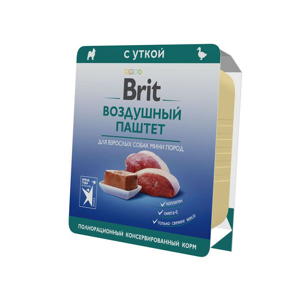 Паштет Brit Premium для собак мини пород воздушный с уткой 100 г