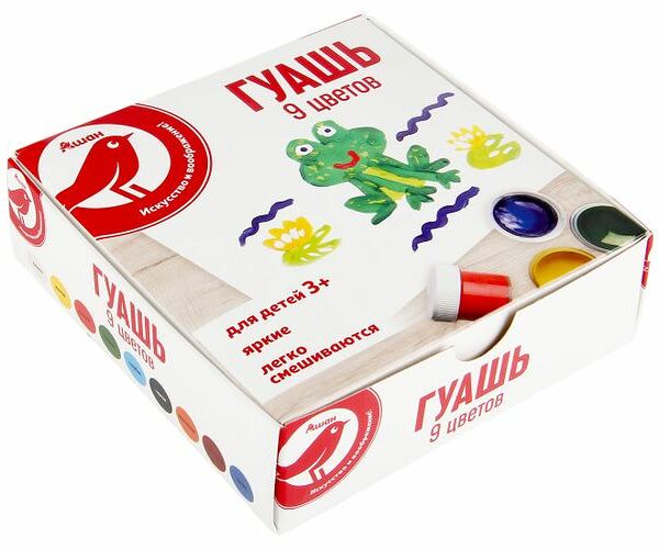 Гуашь Ашан Красная птица, 9 цветов