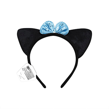 

Декоративное украшение Ободок карнавальный Черные ушки с бантиком в ассортименте, Китай