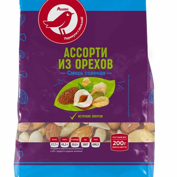 Смесь ореховая АШАН Красная птица солёная