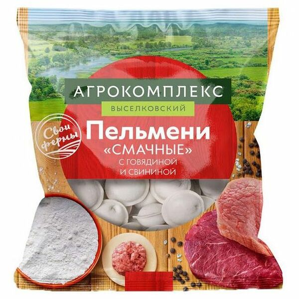Пельмени АК Выселковский Смачные со свининой и говядиной 800г