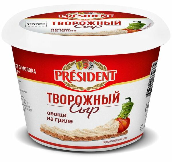 Сыр творожный President Овощи на гриле БЗМЖ, 140г