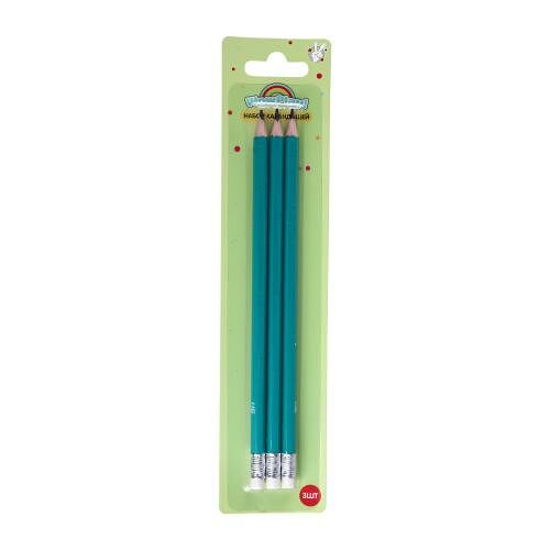 Набор чернографитных карандашей с ластиком 3шт