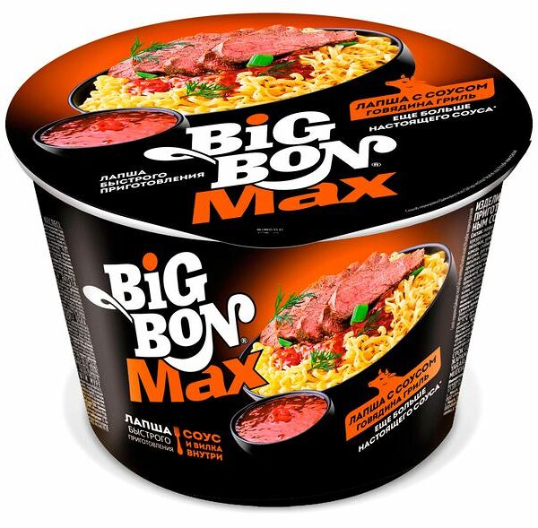 Лапша быстрого приготовления Big Bon с соусом Говядиной гриль 95 г