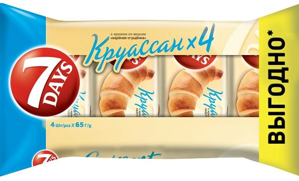 Круассан 7 Days с кремом со вкусом варёная сгущёнка 3+1 (65 г х 4 шт.)