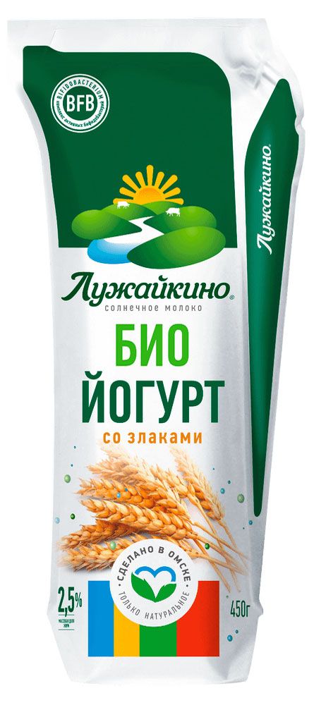 

Йогурт Лужайкино питьевой злаки-отруби 2.5% БЗМЖ 450 г