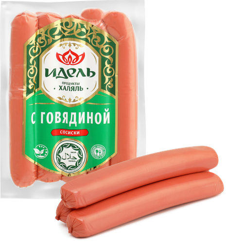 

Сосиски Идель с говядиной Халяль 380 г