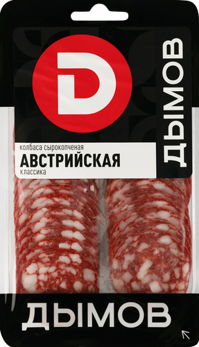 

Колбаса сырокопченая Дымов Австрийская, 230 г