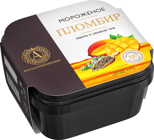 

Мороженое А.РОСТАГРОКОМПЛЕКС Пломбир с манго и семенами чиа 15%, без змж, контейнер, 300г