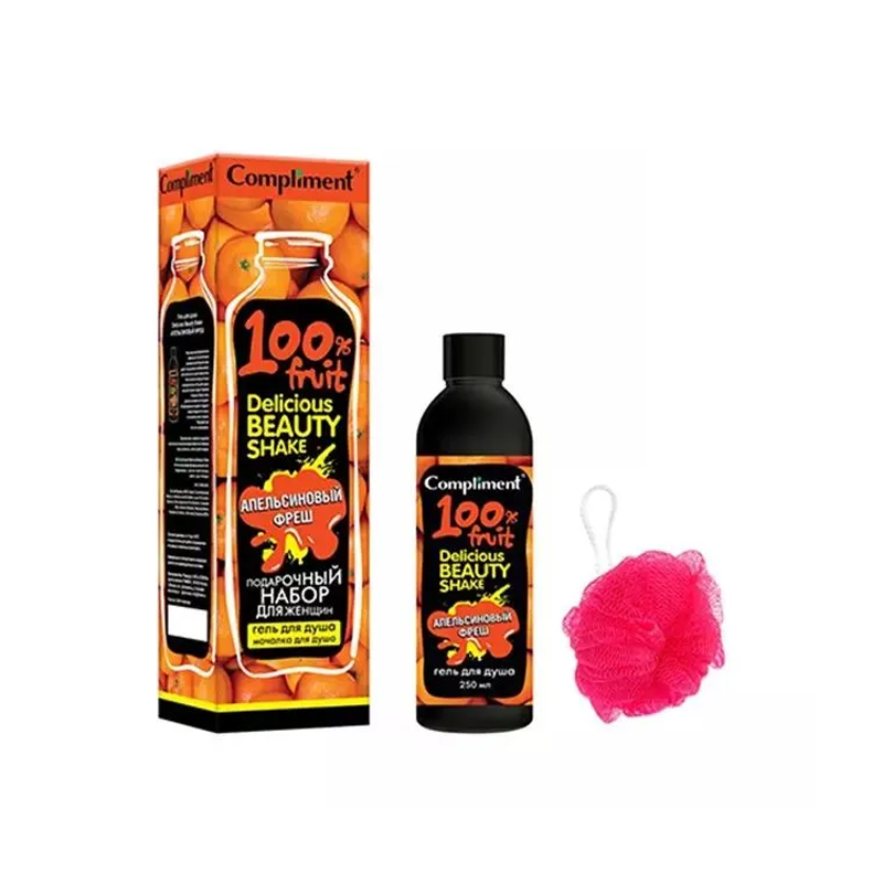 

Подарочный набор Compliment Апельсиновый Фреш: гель для душа 250 мл, мочалка