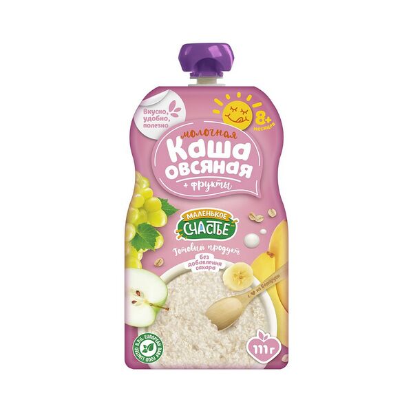 Каша молочная Маленькое счастье Овсяная+фрукты 111г ДП