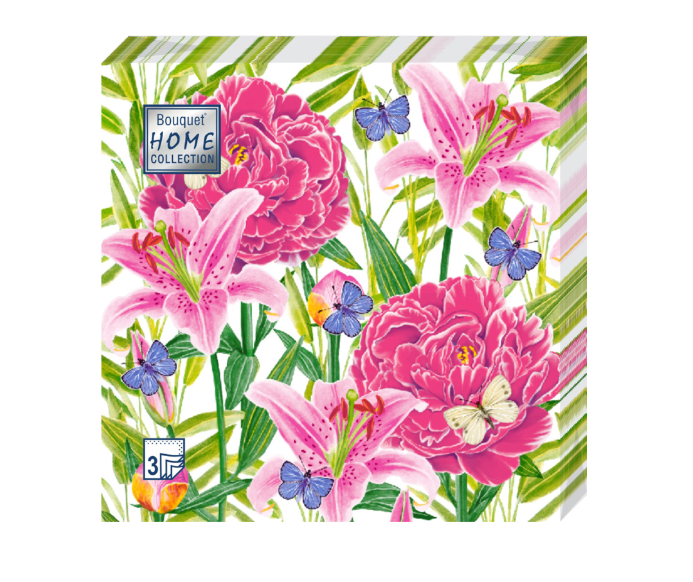 

Салфетки Home Collection Пионы и Лилии 33*33 см 20 шт, 3 сл