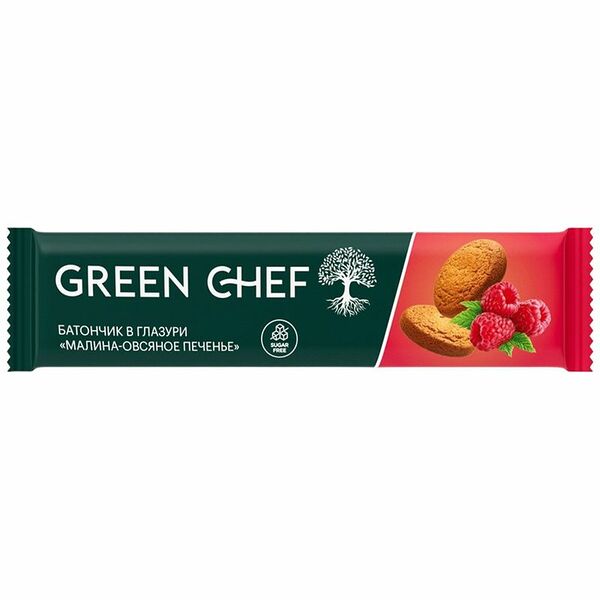 Батончик Green Chef Малина-Овсяное печенье в глазури, 40г
