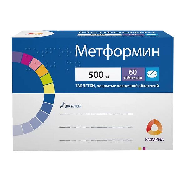 Метформин таблетки 500 мг 60 шт