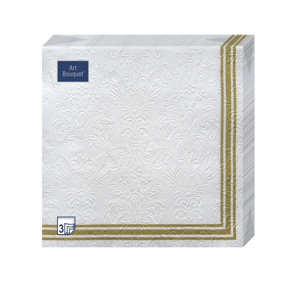 

Салфетки бумажные Art Bouquet Золотая рамка, 33х33 см 3 слоя 20 шт.