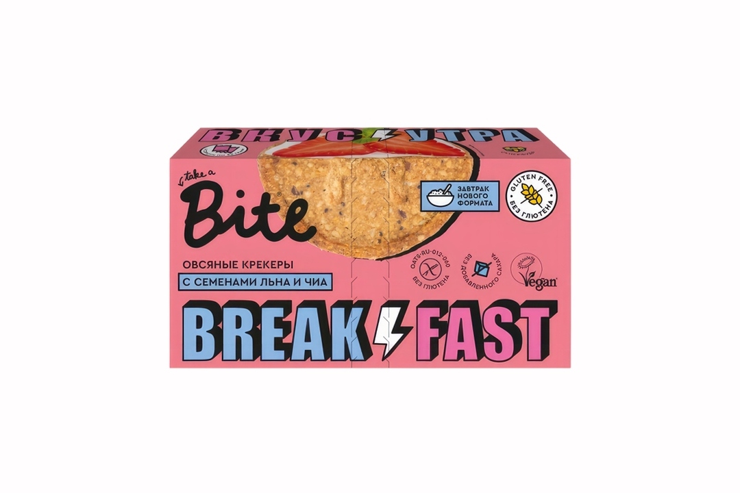 

Крекеры овсяные Take a Bite с семенами подсолнечника, льна и чиа 200 г