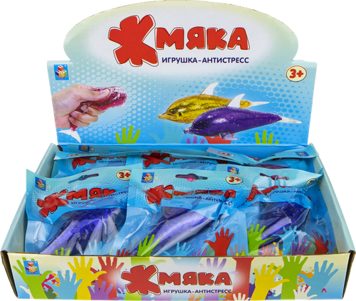 

Игрушка 1TOY Жмяка дельфин блестящий с шариками 12см, 1 шт в ассортименте