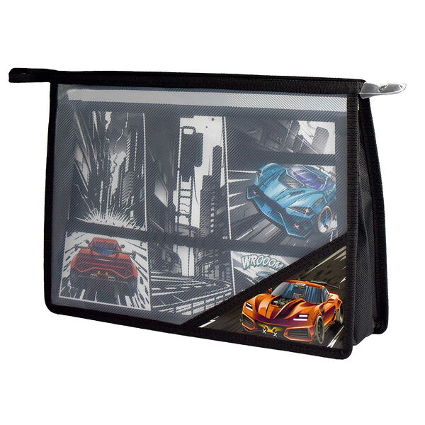 Папка для уроков труда пластиковая Феникс+ Гонки, формат А4, 500 мкм, чёрный